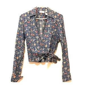 Vintage Denim Wrap Blouse